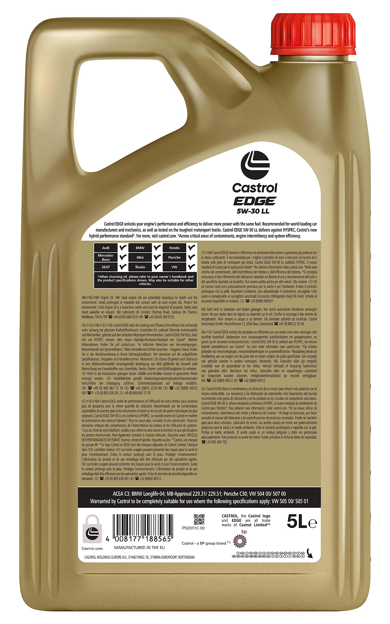 Yuuga様用　Castrol EDGE 5W-30 LL 5L EDGE 5W-30 LL Engine Oil 5L : Amazon.ca: Automotive